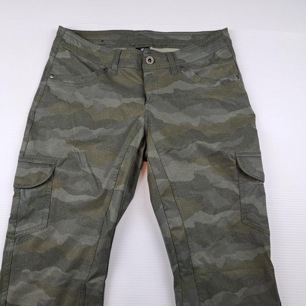 Kuhl Pants Womens 4 Green Camo Cargo Lightweight Hiking Outdoor Travel Trail - Picture 3 of 14